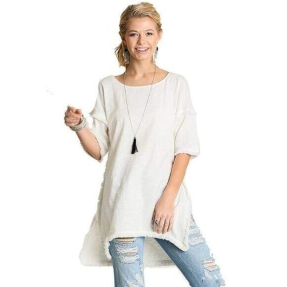 Umgee Berry Frayed Tunic Top - Picture 7 of 7